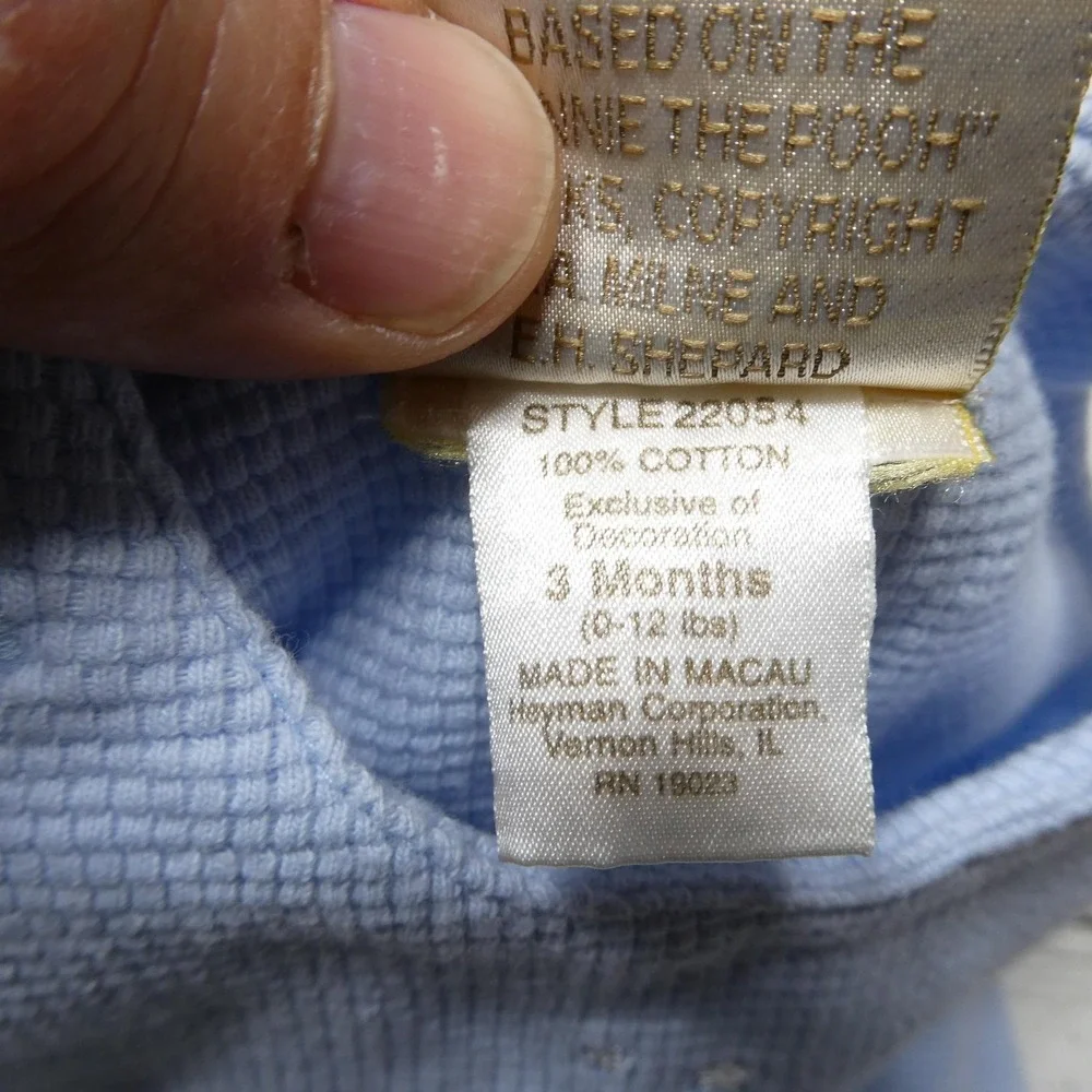 Classic Pooh Overalls Baby Boys 0-3 Months Blue Knit Footed Winnie The Pooh